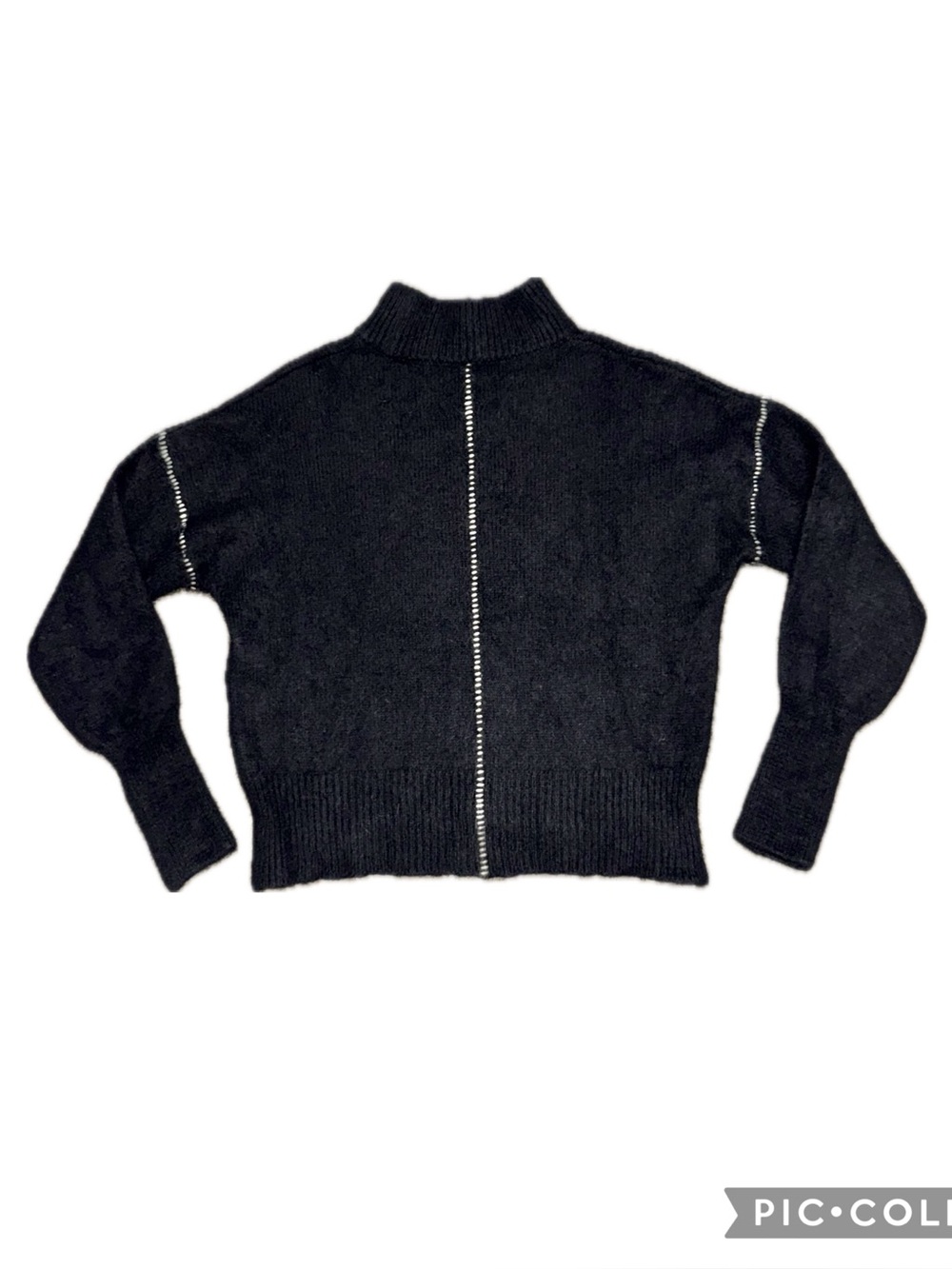 THOM KROM Angora Merino Blend Cropped Mock Neck Sweater Black White | Women’s XS